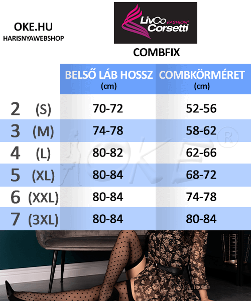 Livco Corsetti combfix mérettáblázat