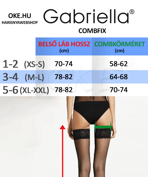 Gabriella combfix mérettáblázat