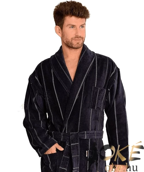 Férfi frottir fürdőköpeny sötétkék