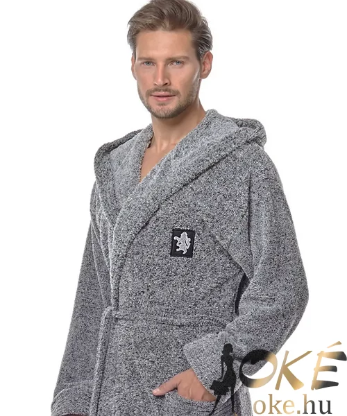 Pihe puha férfi vastag wellsoft köntös szürke cirkás