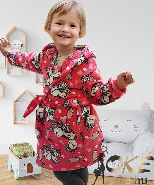 Unikornis mintás pihe puha welsoft gyerek köntös