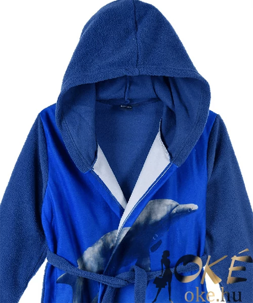 Puha polár gyerek köntös kék delfines