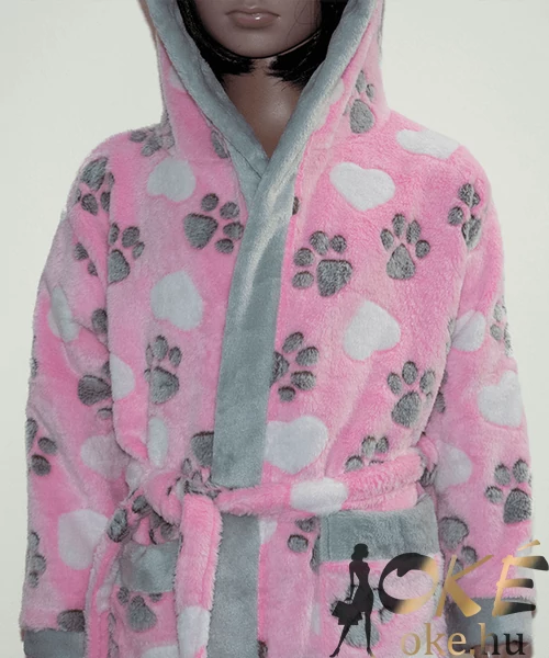 Kutyusos tappancsos pihe puha wellsoft gyerek köntös rózsaszínű