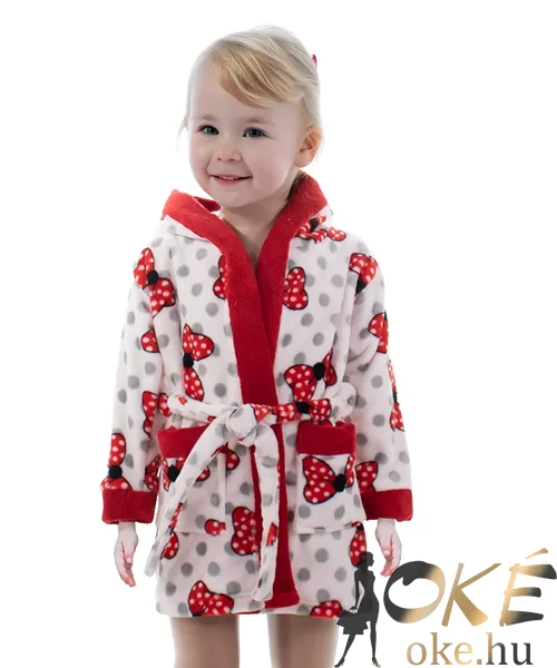 Pihe puha wellsoft gyerek köntös piros masnis