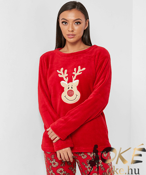 Női téli pizsama pihe-puha wellsoft Karácsony mintás