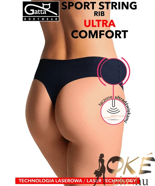 Gatta lézervágott fekete női brazil tanga Ultra Comfort Rib