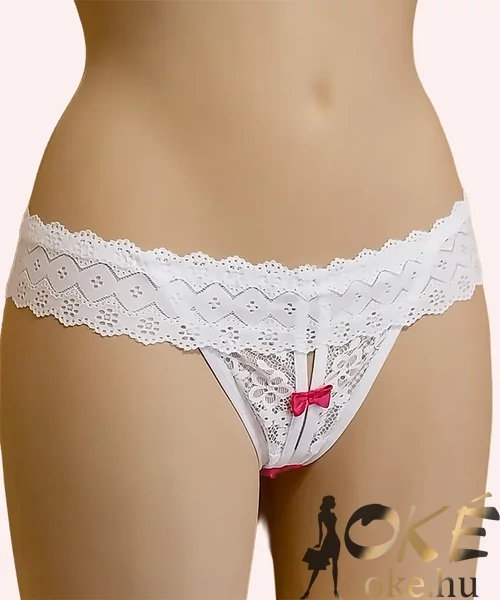 Lemila csipkés nyitott női bugyi fehér