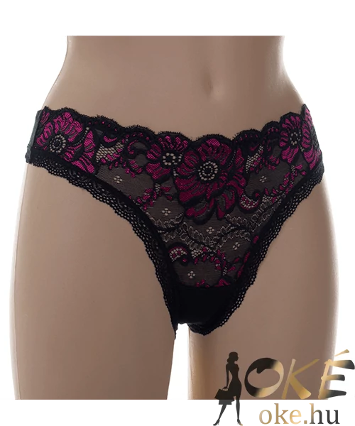 Fekete pink csipkés női bugyi