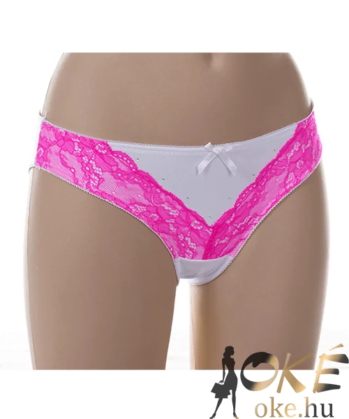 Lemila bugyi fehér-pink csipkés