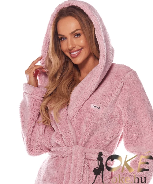 Pihe puha wellsoft hosszú női köntös rózsaszínű