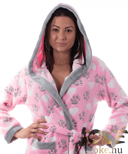 Rózsaszín tappancsos pihe puha wellsoft női köntös