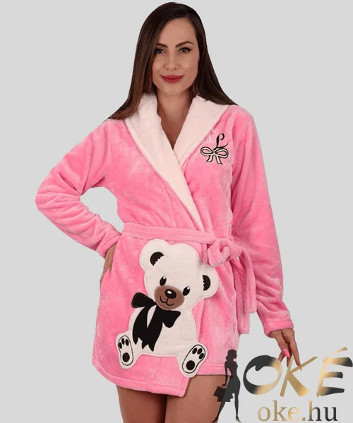 Pihe puha wellsoft női köntös rózsaszínű nagy macis