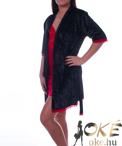 Fekete bársony női köntös