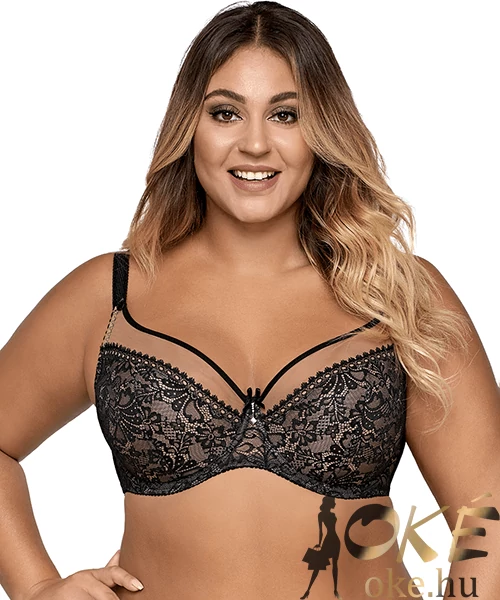 G kosaras nagyméretű melltartó fekete csipkés merevítős