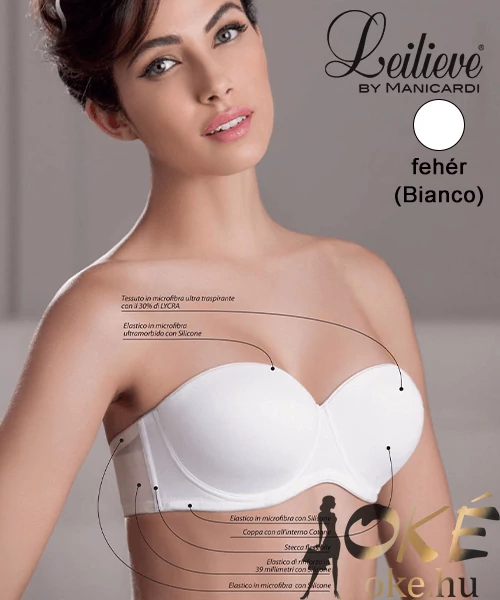 Leilieve pánt nélküli, előformázott melltartó fehér D kosár 6004