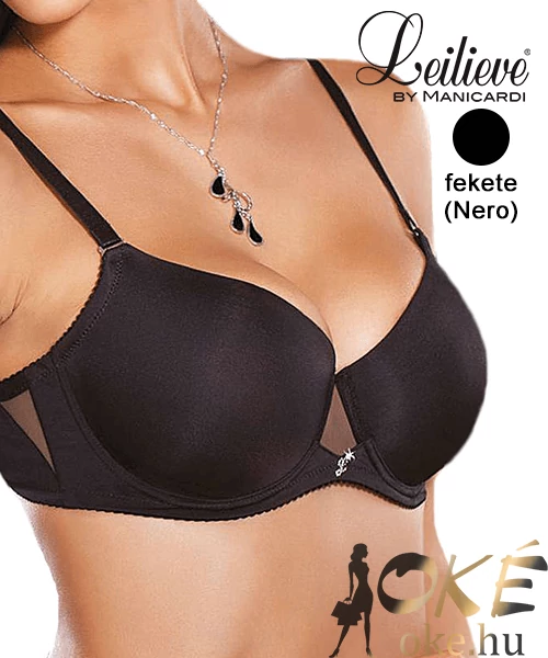 Leilieve nagyméretű szivacsos melltartó fekete D kosár 6044