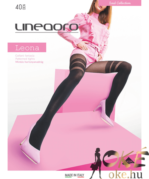 Lineaoro fekete mintás női harisnyanadrág 40d Leona