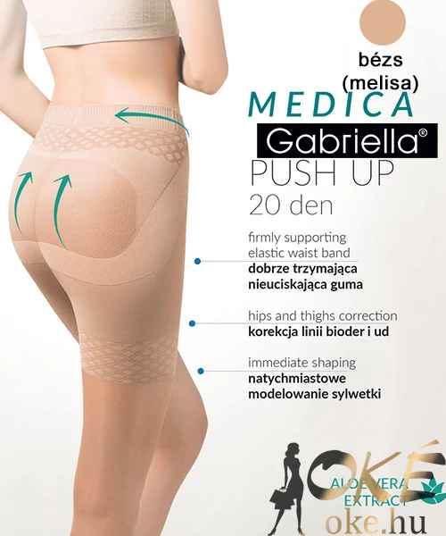 Gabriella nagyméretű fenékemelő harisnya világosbézs Push up 20Den