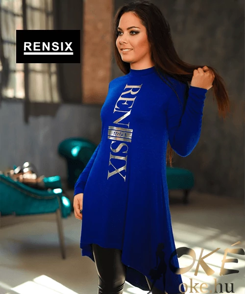 Rensix feliratos tunika-ruha  kék 