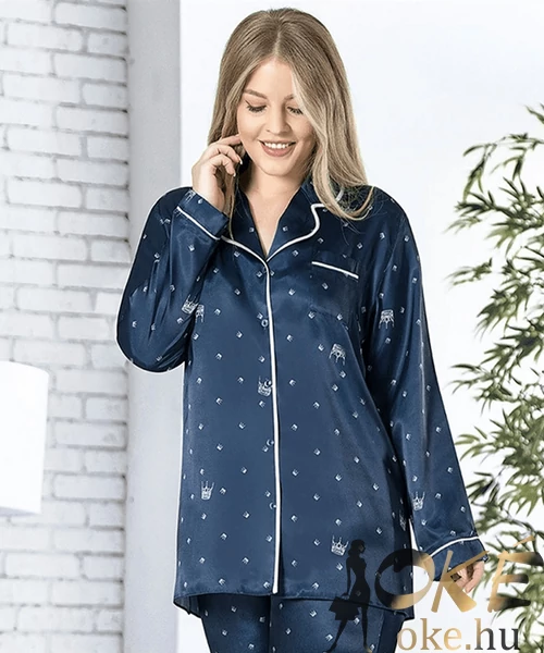 Szatén női pizsama sötétkék