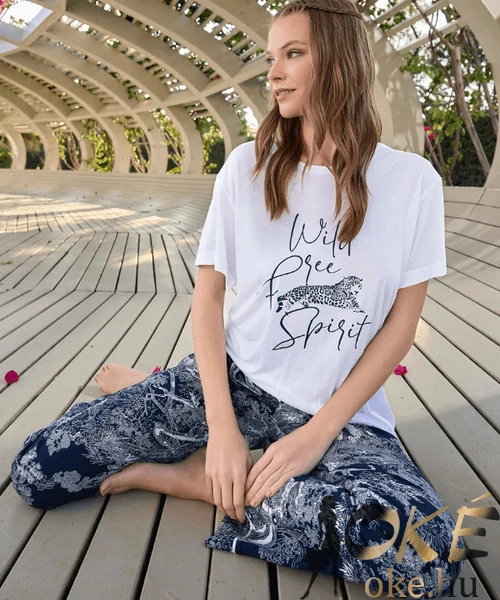 Rövid ujjú női pizsama tigris mintával