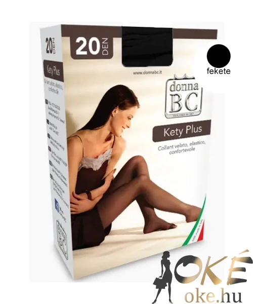 Nagyméretű Donna BC Kety Plus fekete harisnya 20den