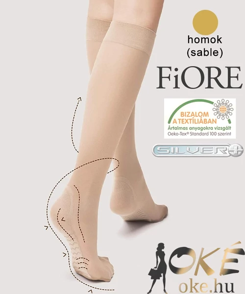 Fiore Massage gyógyhatású mikroszálas térdfix világos bézs 20 den