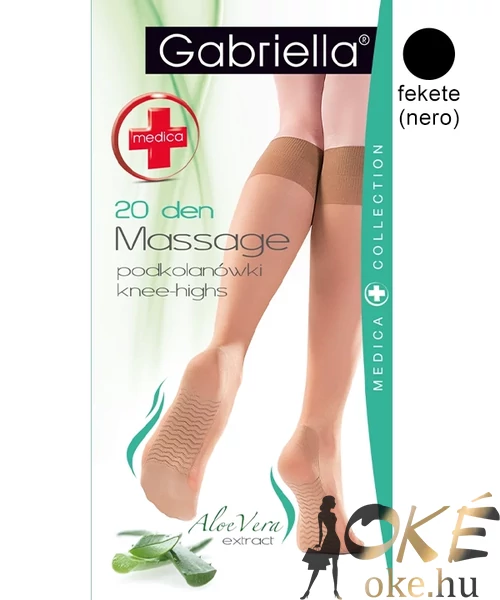 Gabriella Medica Massage gyógyhatású térdharisnya fekete 20 den