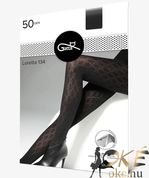 Gatta mintás fekete harisnya 50den Loretta 134