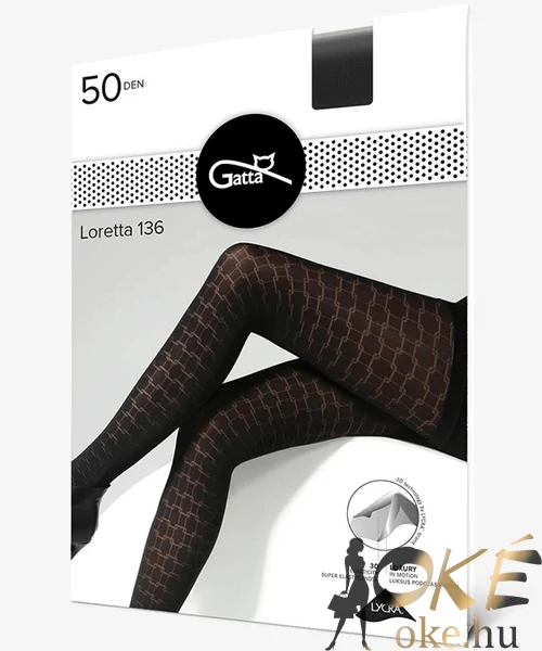 Gatta mintás fekete harisnya 50den Loretta 136