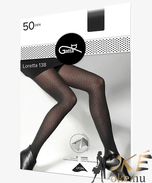 Gatta mintás fekete harisnya 50den Loretta 138
