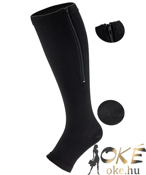 Kompressziós térdharisnya cipzárral 15-22 mmHg fekete