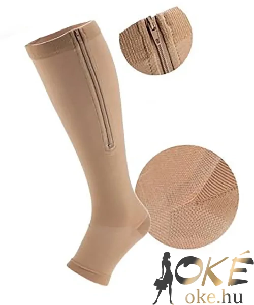 Kompressziós térdharisnya cipzárral 15-22 mmHg bézs