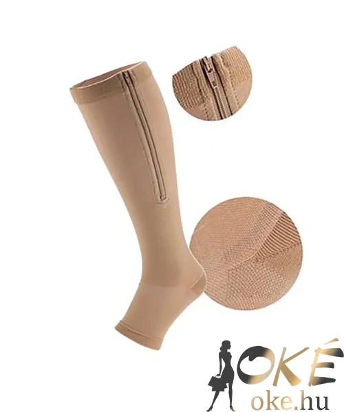 Kompressziós térdharisnya cipzárral 23-33 mmHg bézs