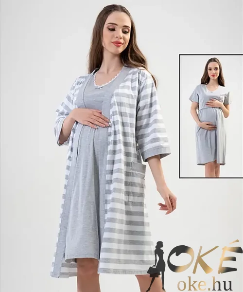 2 részes pamut szoptatós hálóing köntössel