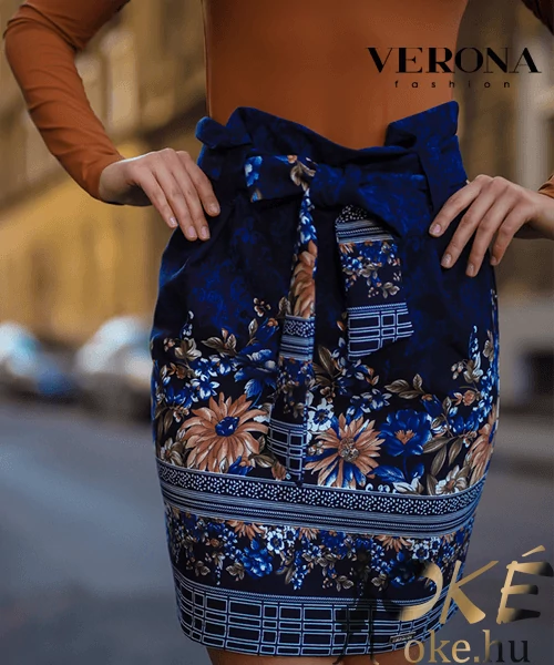 Verona Fashion sötétkék virágos szoknya
