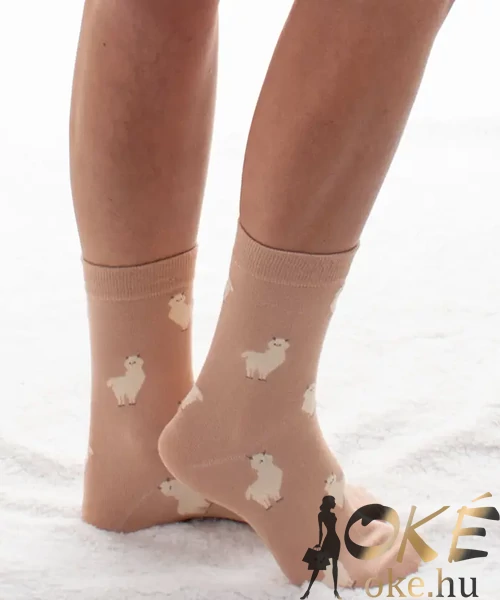 Láma bébis pamut női bokazokni