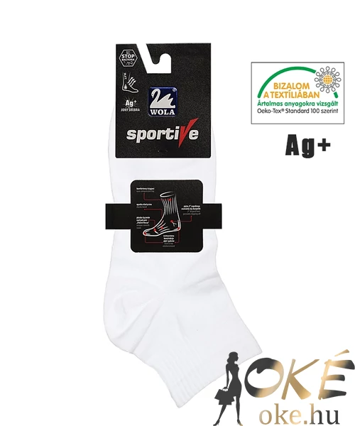 Ezüstszálas fehér sportzokni Wola