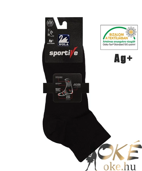 Ezüstszálas sportzokni fekete Wola